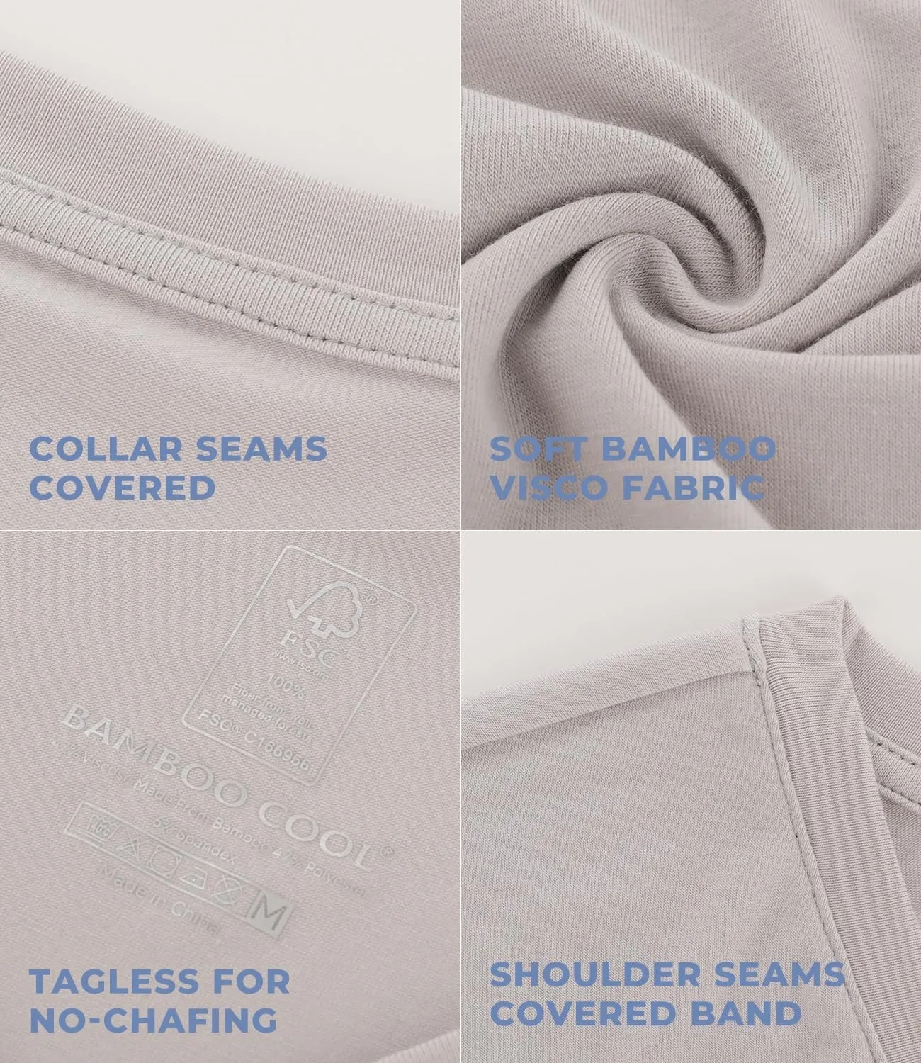 BAMBOO COOL Men's Undershirts Soft Stretch V Neck T-Shirts,Breathable and Moisture-Wicking White Tees for Men 3 Pack