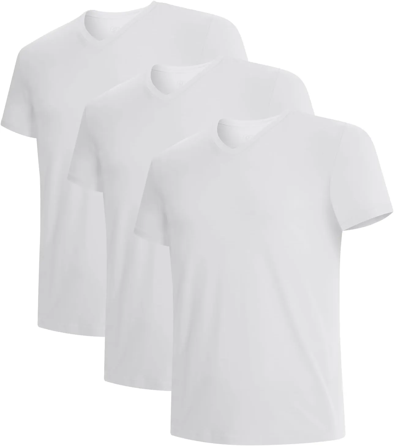 BAMBOO COOL Men's Undershirts Soft Stretch V Neck T-Shirts,Breathable and Moisture-Wicking White Tees for Men 3 Pack