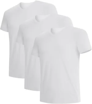 BAMBOO COOL Men's Undershirts Soft Stretch V Neck T-Shirts,Breathable and Moisture-Wicking White Tees for Men 3 Pack