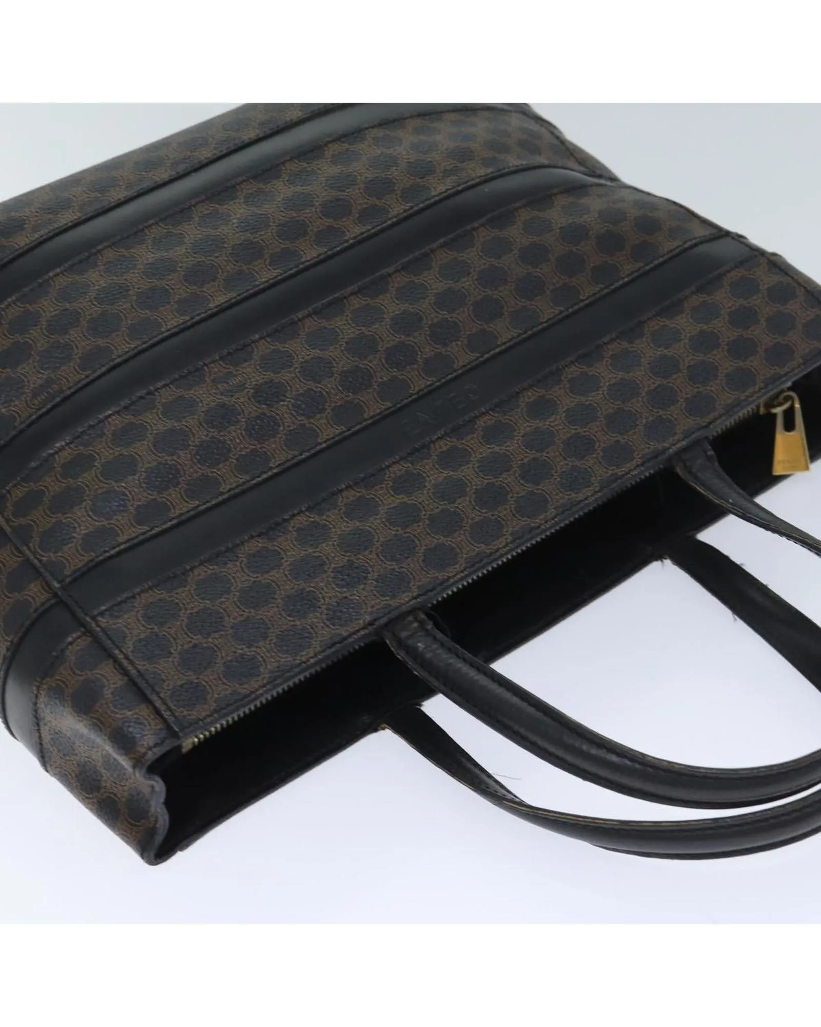 Black Macadam Canvas Hand Bag with PVC Leather Material
