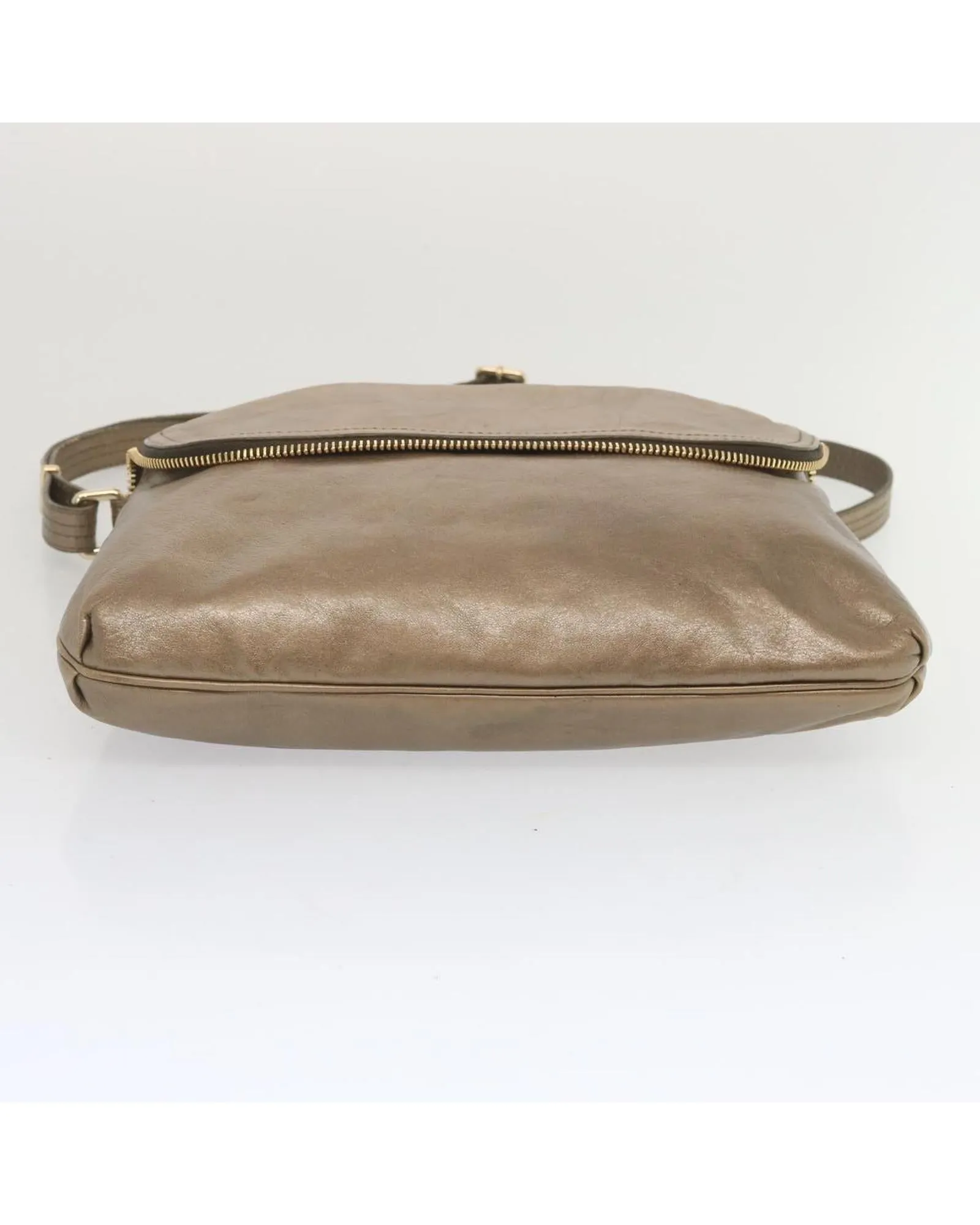Bronze Leather Shoulder Bag with Adjustable Strap - Italian Crafted