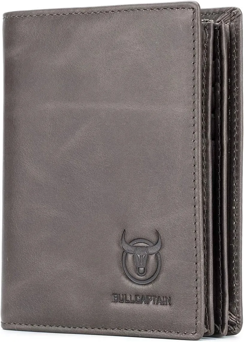 BULLCAPTAIN Large Capacity Genuine Leather Bifold Wallet/Credit Card Holder for Men with 15 Card Slots QB-027