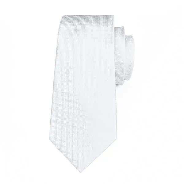 Classy Men Pure White Grid Silk Tie