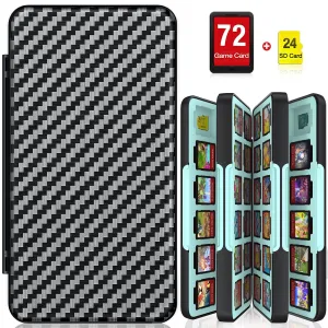 CYKOARMOR Switch Game Card Case Holder for Nintendo Switch/OLED/Lite - Hard Shell Case Organizer Cartridge Holder with 72 Game Slots & 24 Micro SD Card Slots, Magnetic Closure, Soft Rubber, Blue Black