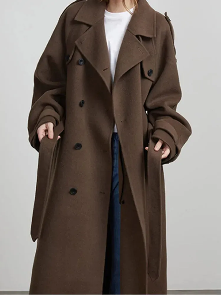 Elegant Double-breasted Wool Coat in 2 Styles