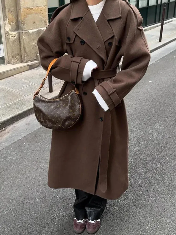 Elegant Double-breasted Wool Coat in 2 Styles