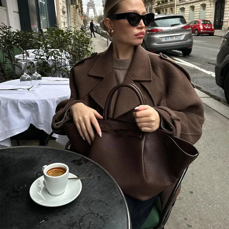 Elegant Double-breasted Wool Coat in 2 Styles