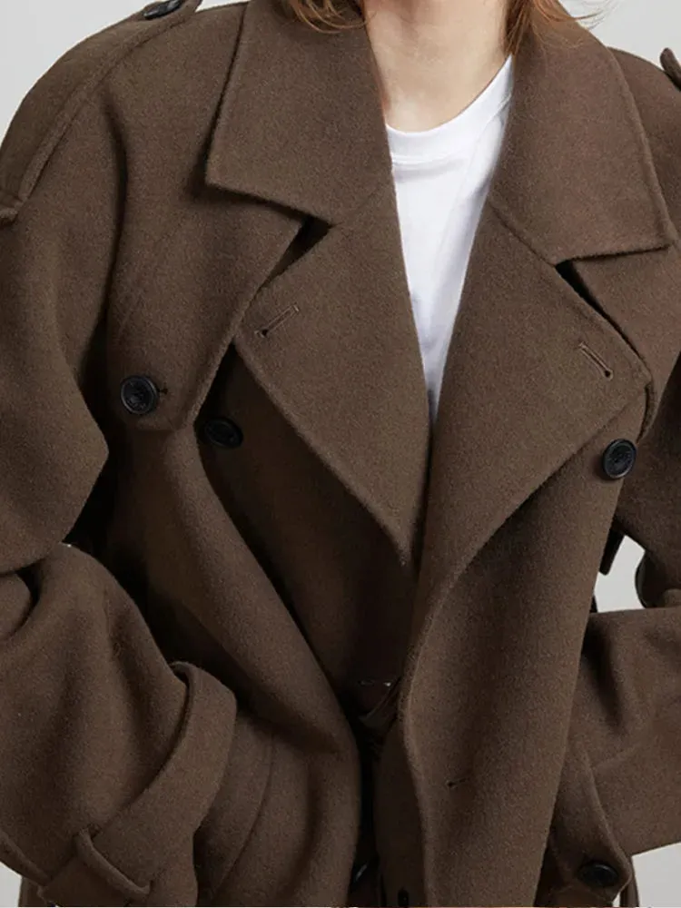 Elegant Double-breasted Wool Coat in 2 Styles