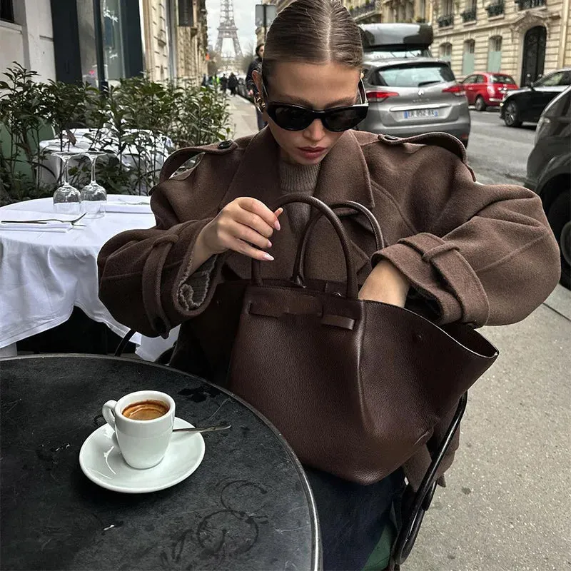 Elegant Double-breasted Wool Coat in 2 Styles
