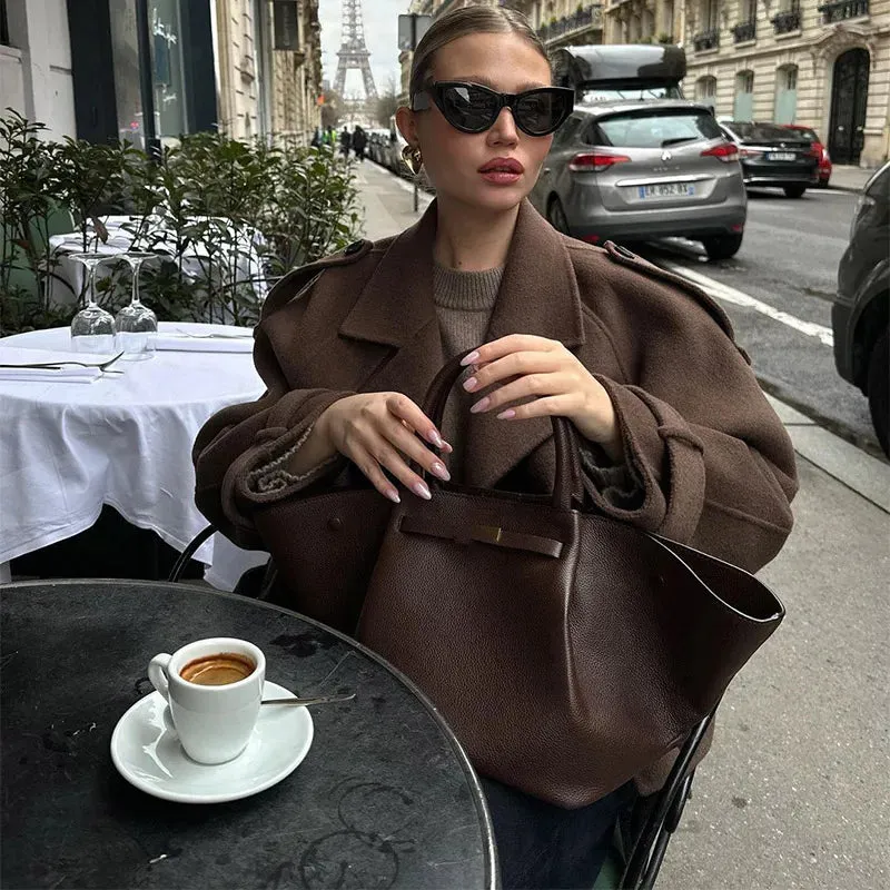 Elegant Double-breasted Wool Coat in 2 Styles