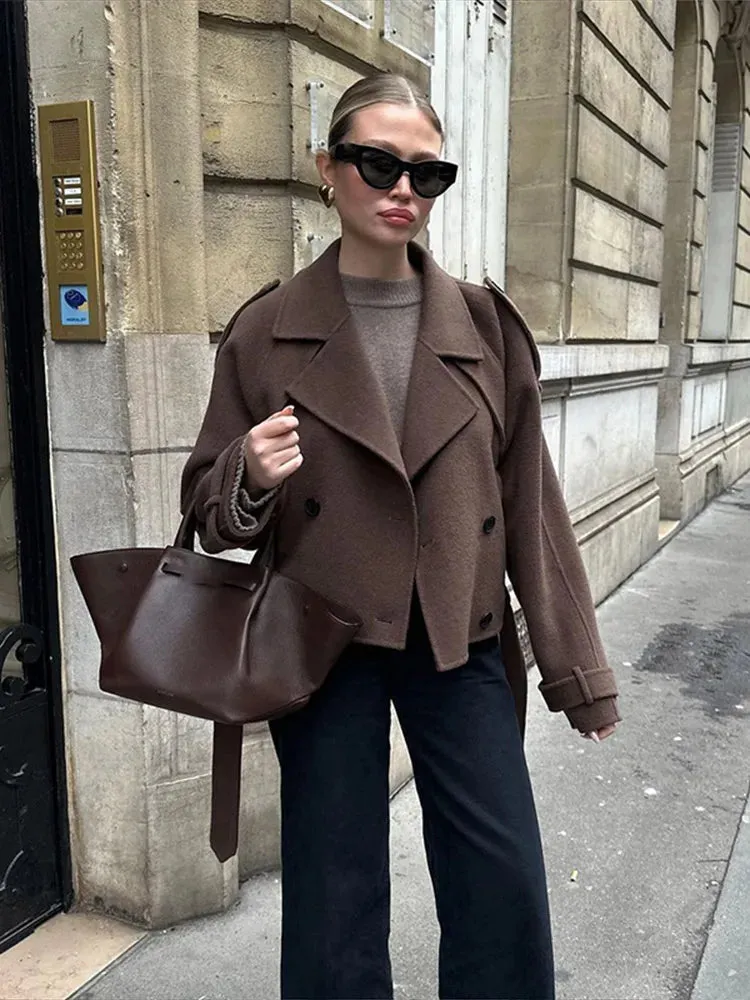 Elegant Double-breasted Wool Coat in 2 Styles