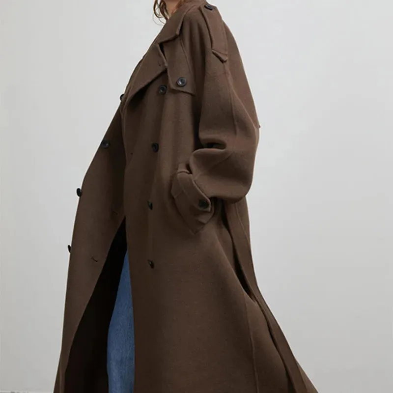 Elegant Double-breasted Wool Coat in 2 Styles