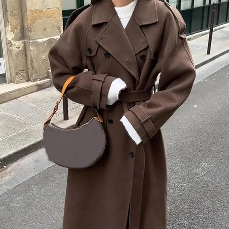 Elegant Double-breasted Wool Coat in 2 Styles