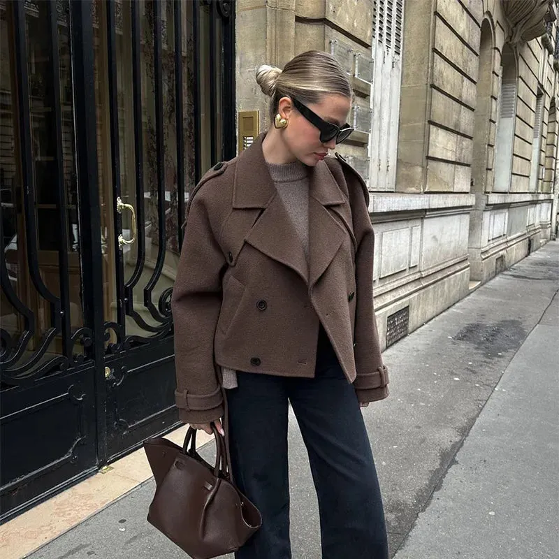 Elegant Double-breasted Wool Coat in 2 Styles