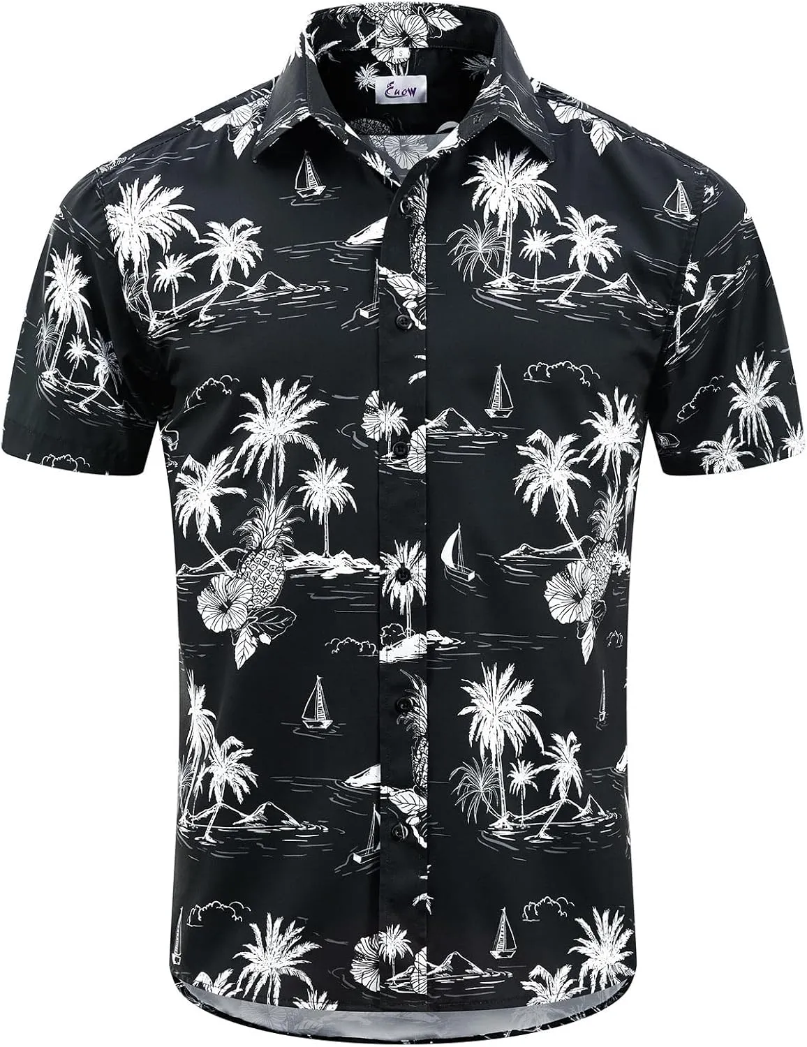 EUOW Men's Hawaiian Shirt Short Sleeve Printed Button Down Summer Beach Dress Shirts