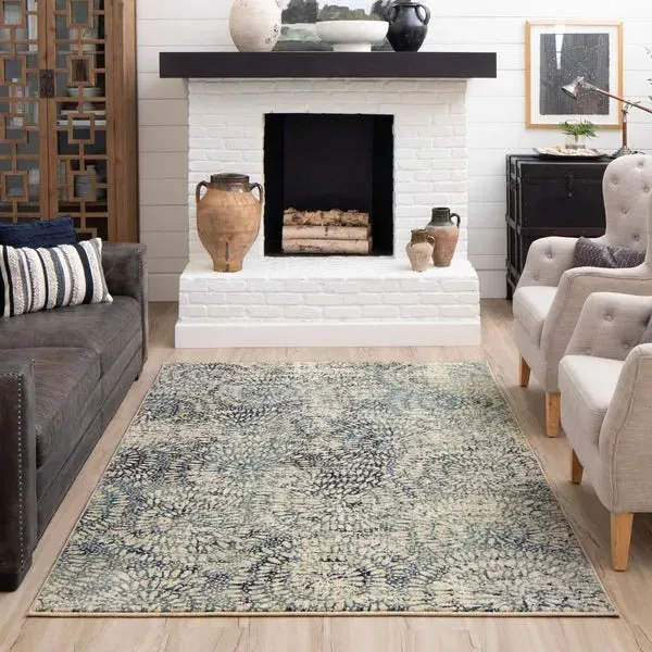 Expressions 91671 60110 Imprinted Blooms Aqua Rug