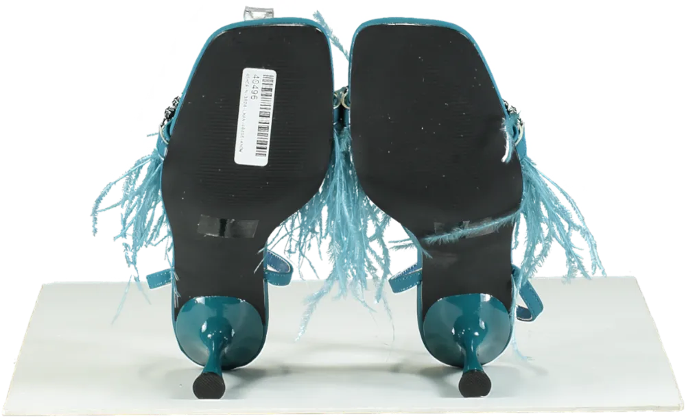 Gaelle Blue Feather Trimmed Sandals UK 6 EU 39 👠