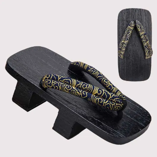 Geta Sandals - Navy & Gold