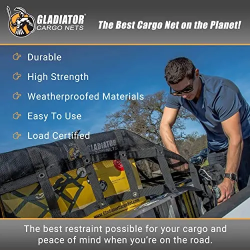 Gladiator Cargo Nets - Heavy Duty Trailer Cargo Net - (MUT-100) - 7.3' x 13.3' (for 6x12 ft Trailers)