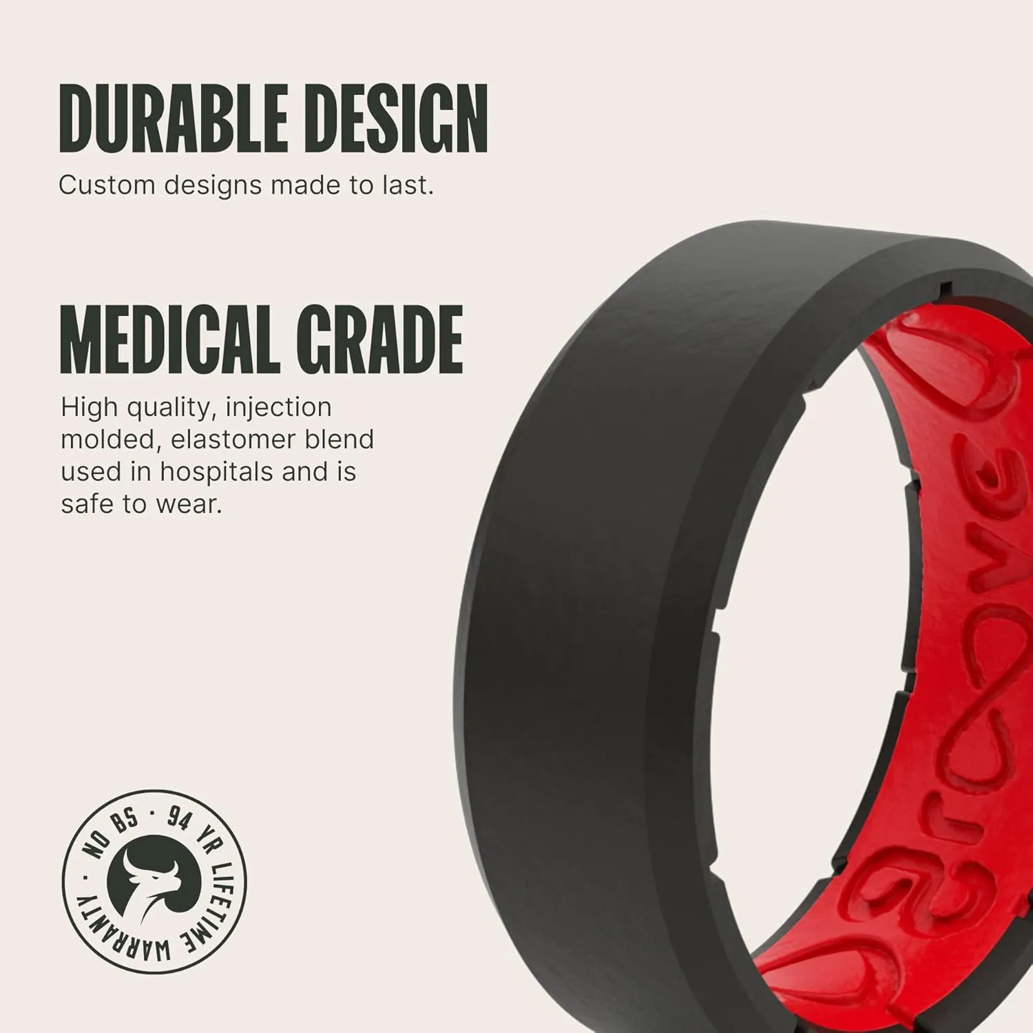 Groove Life Edge Silicone Ring - Breathable Rubber Wedding Rings for Men, Unique Design, Comfort Fit Ring