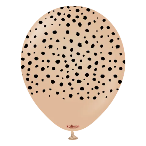 Kalisan 12" Safari Cheetah Printed Desert Sand (Black) Latex Balloon, 25 pieces
