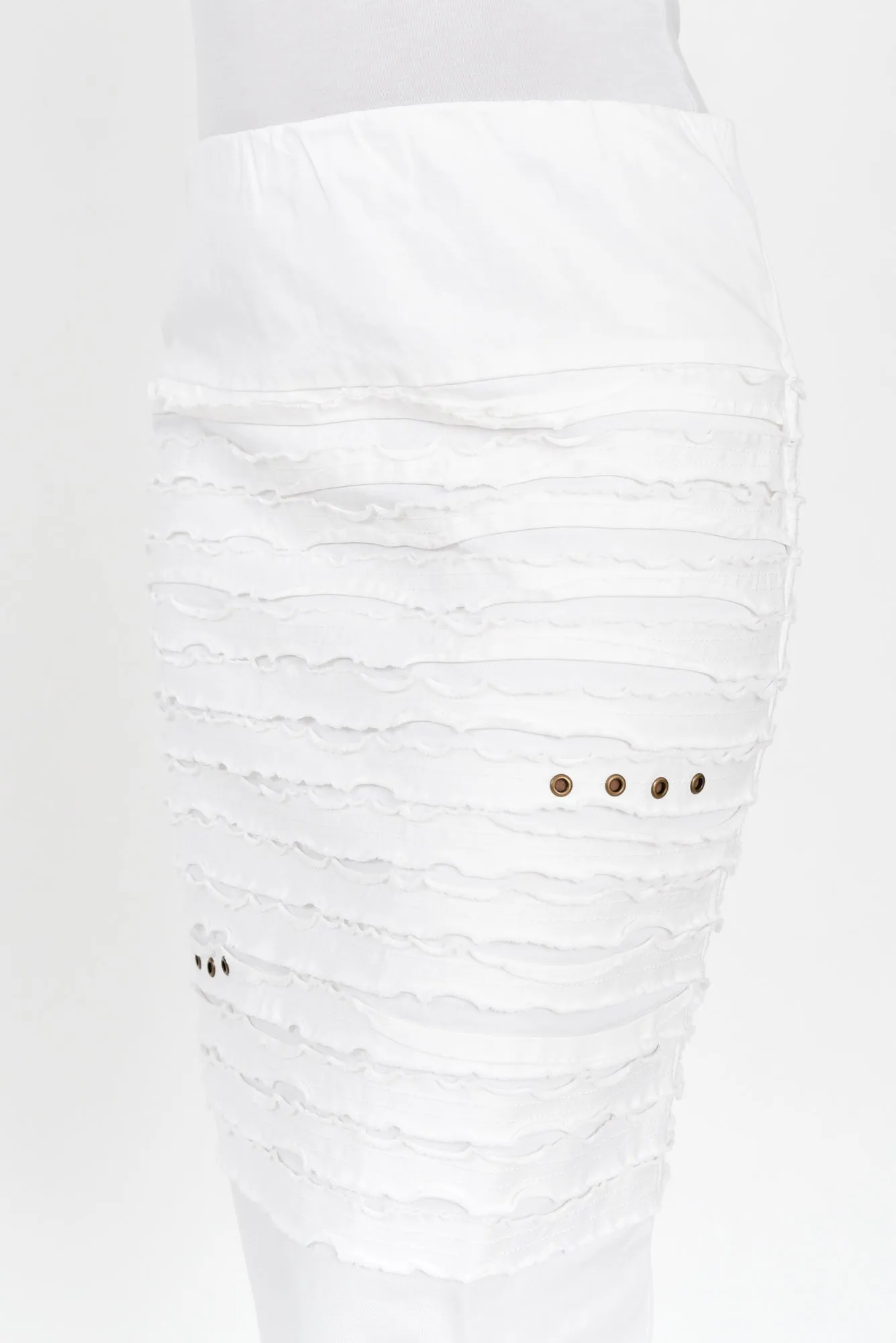 Lissa White Cotton Blend Twill Skirt