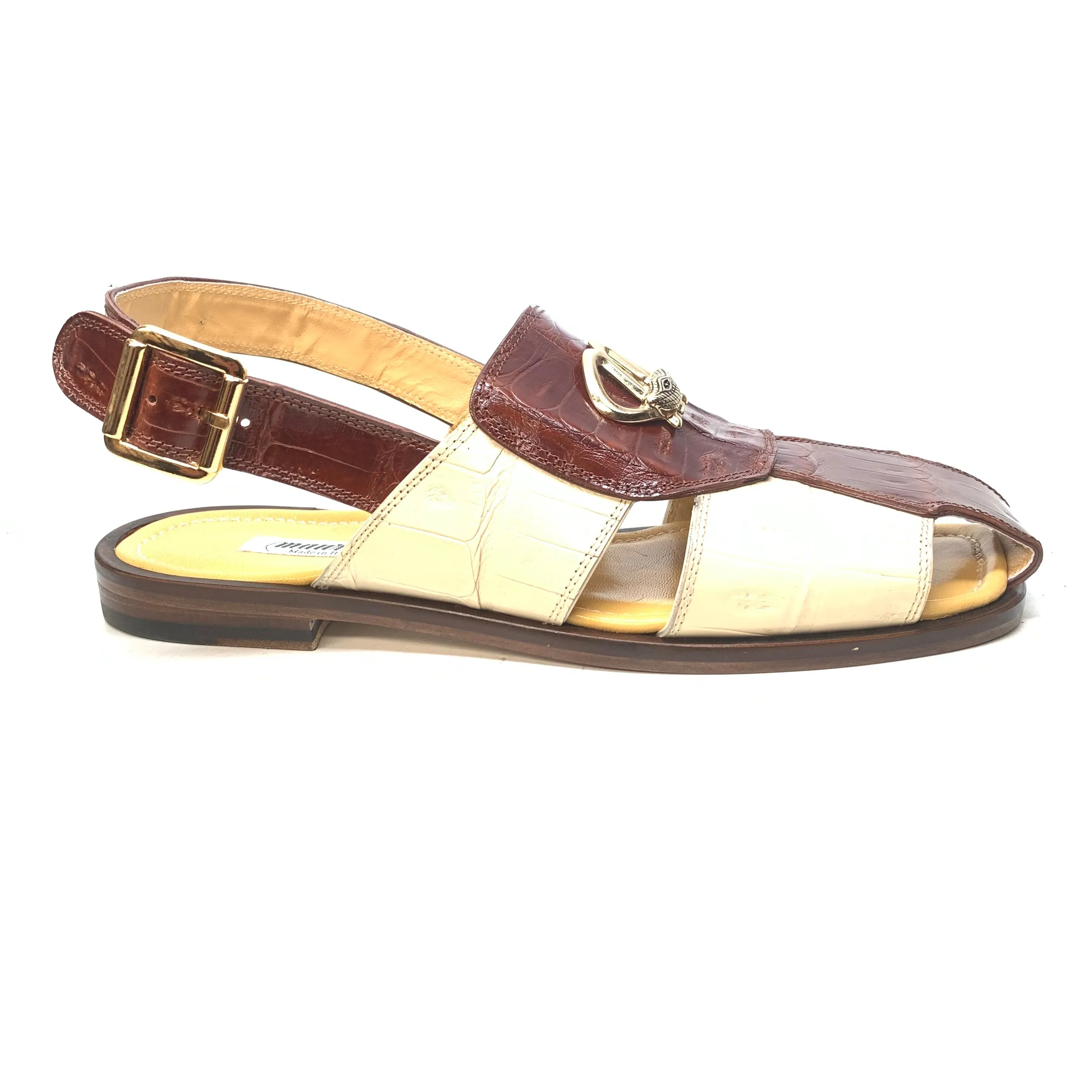 Mauri 5071 Cream/Gold Baby Crocodile Sandals