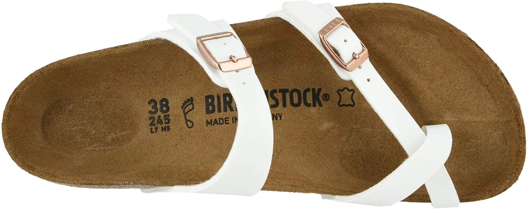 Mayari Flat Sandals - Birko-Flor & Birkibuc Birkenstock, White Birko-Flor