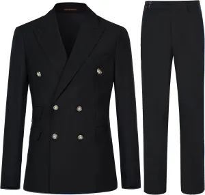 Men's Slim Fit 2 Piece Suit Double Breasted Business Wedding Prom Tuxedo Suits Blazer & Pants Set??