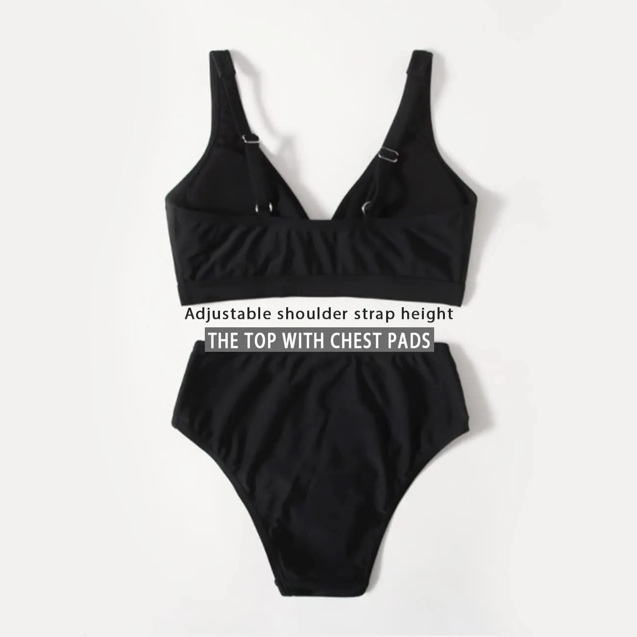 MIENOE Teen Girls' Swimsuits Two-Piece V-Neck Bikini Adjustable Shoulder Straps Swimsuit Kids Bikini with Chest Pad