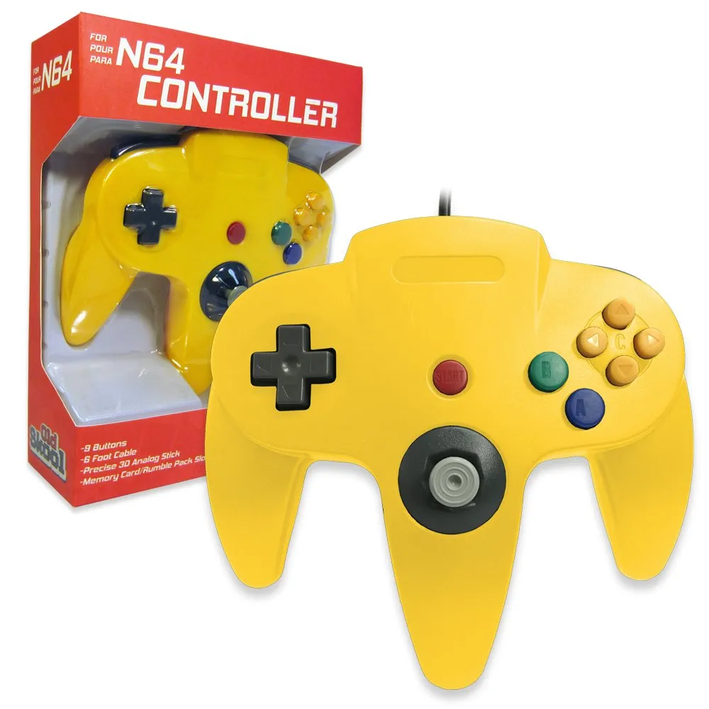 Old Skool Classic Wired Controller Joystick for Nintendo 64 N64 Game System - Yellow