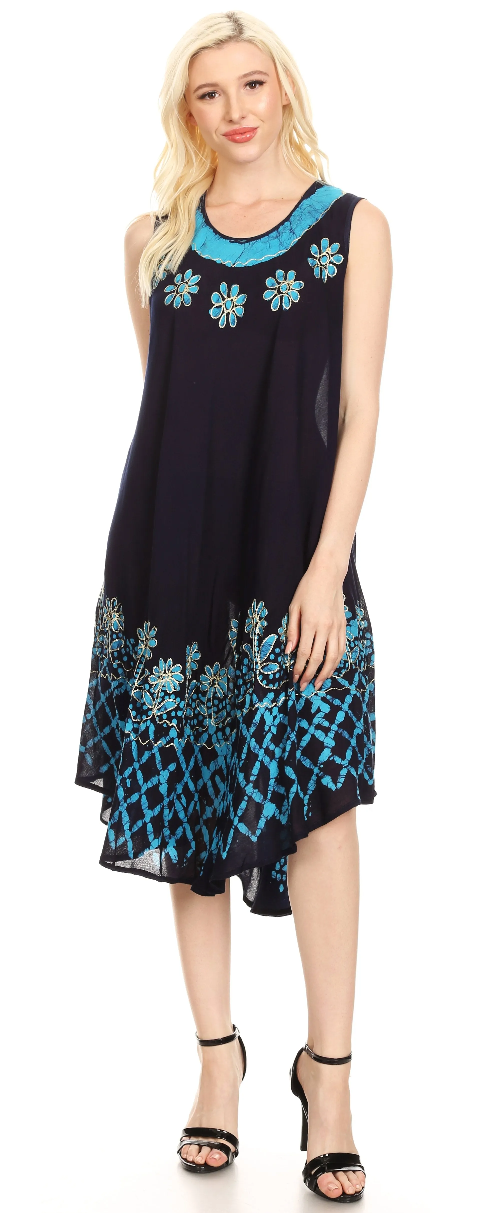 Sakkas Esme Women's Casual Midi Loose Fit Sleeveless Tank Dress Cover-up