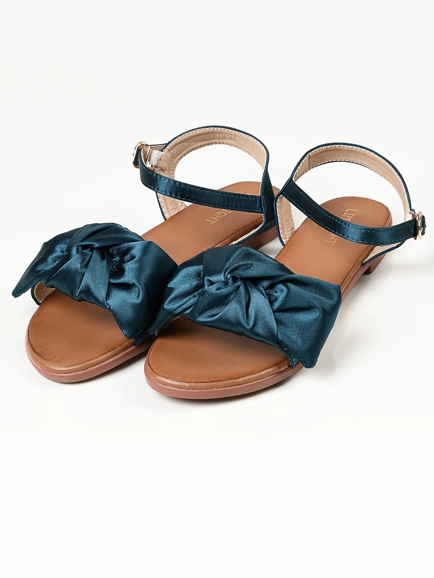 Satin Bow Sandals - Green
