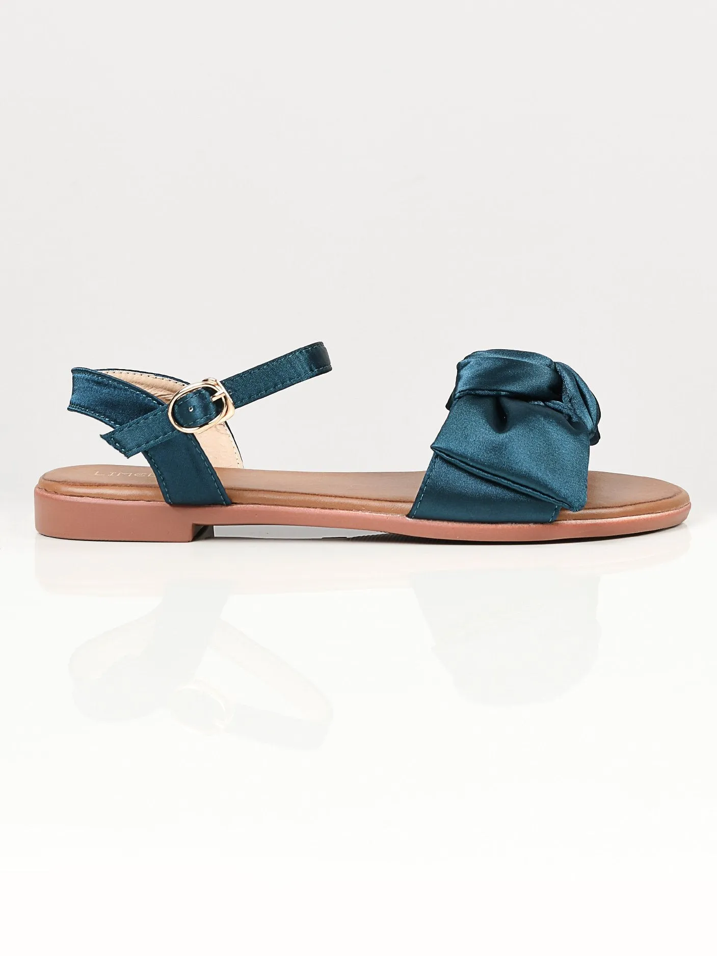 Satin Bow Sandals - Green