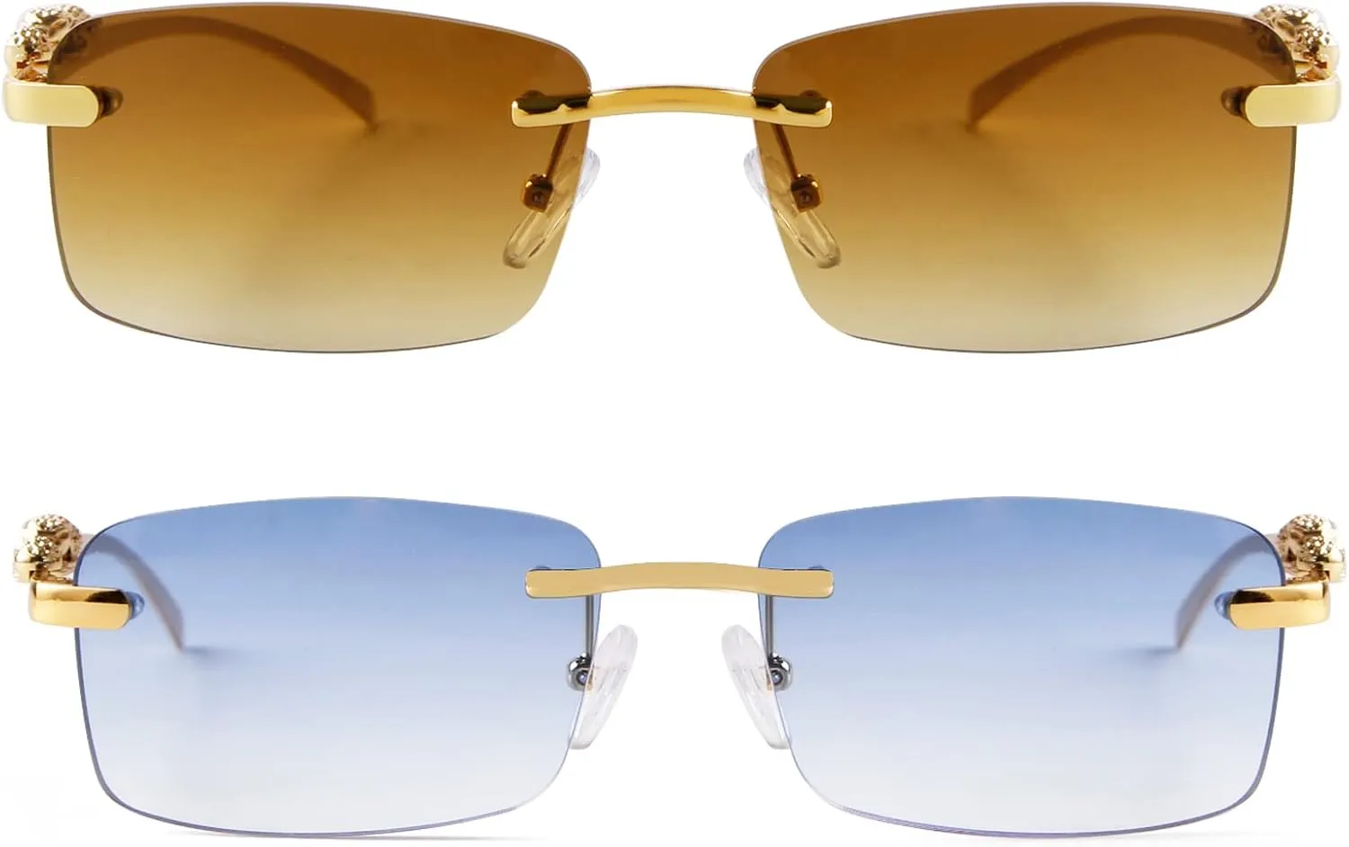 SDINM Rimless Sunglasses for Men Women Fashion Small Narrow Rectangle Sun Glasses Shades 90s Eyewear