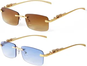 SDINM Rimless Sunglasses for Men Women Fashion Small Narrow Rectangle Sun Glasses Shades 90s Eyewear