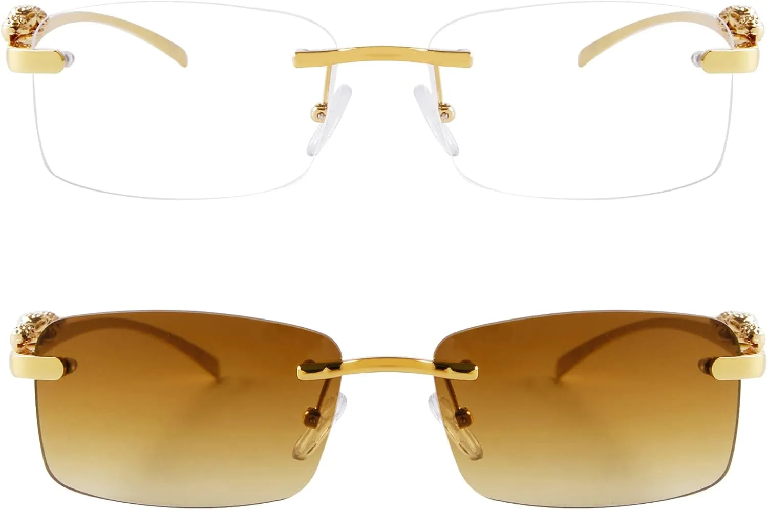 SDINM Rimless Sunglasses for Men Women Fashion Small Narrow Rectangle Sun Glasses Shades 90s Eyewear