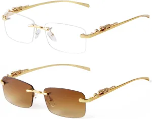 SDINM Rimless Sunglasses for Men Women Fashion Small Narrow Rectangle Sun Glasses Shades 90s Eyewear