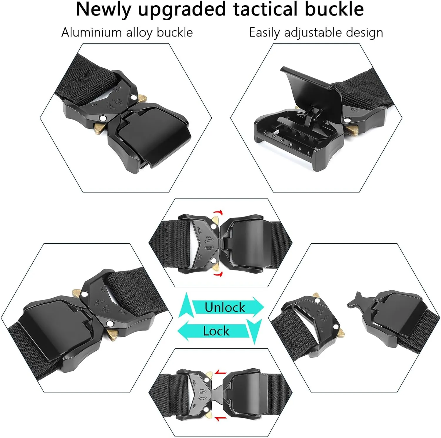 Tactical Belt Men Adjustable Military: Men's Belts 1000D nylon wear-resistant material