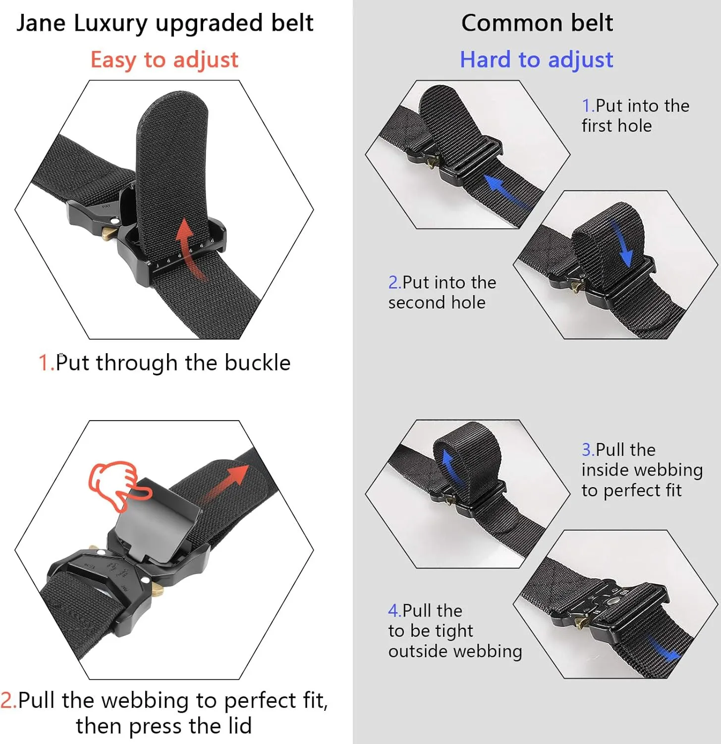 Tactical Belt Men Adjustable Military: Men's Belts 1000D nylon wear-resistant material