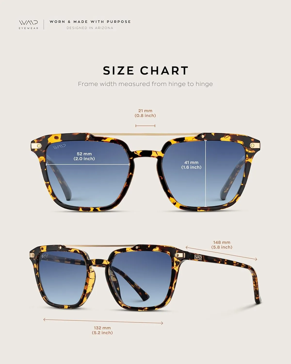 WMP Eyewear - Modern Men's Square Aviator Sunglasses - Double Metal Bridge with Polarized Lens